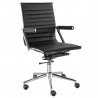 Fauteuil de bureau ALIAS - Inox & Cuir Noir