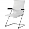 Fauteuil visiteur ALIAS - Inox & Cuir Blanc