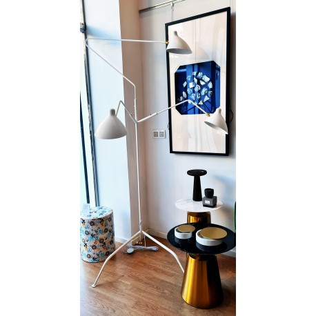 Lampadaire 3 bras pivotants SERGE - White & Gold