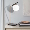 Lampe à poser GLOBUS Curve - Laiton patiné & Verre opalin