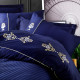 Parure de lit satin de coton PALAZI Blue & Gold - 2 places - 240x260cm