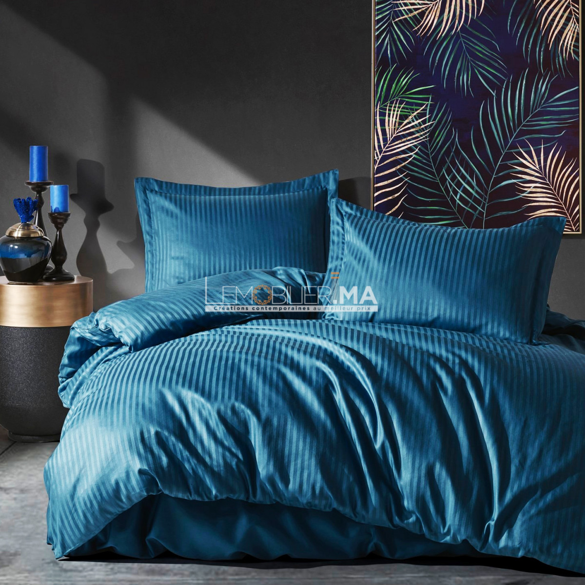 Parure lit en toile de coton STRIPES bleu 240 x 260 cm - 4MURS
