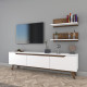 Ensemble meuble télé & étagères - KINAZ - Pure White & Noyer