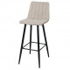Tabouret CUCCI - Toile taupe & Cuir brun Soft Touch