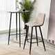 Tabouret CUCCI - Toile taupe & Cuir brun Soft Touch