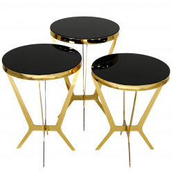 Trio de tables - RANA Gold - Verre trempé noir