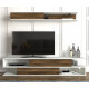 Ensemble meuble télé & étagères - ZAKIR - Pure White & Noyer