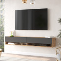 Meuble TV suspendu - KEY - Anthracite & Chêne cendré
