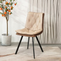 Chaise COSIA - Cuir Taupe & chocolat grainé