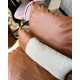 Fauteuil HEROE - Outdoor / Indoor - Cuir Cognac & Bouclette crème
