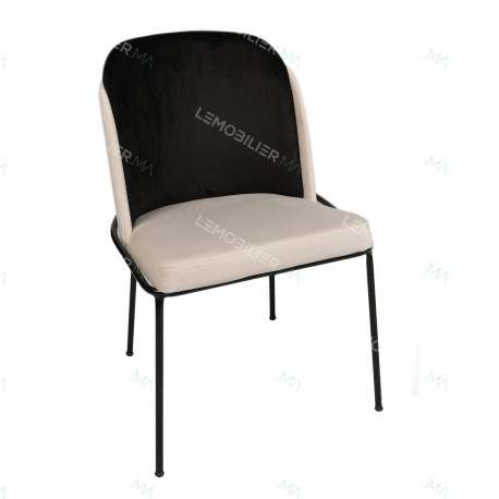 Fauteuil DOBLE Black - Velours Crème & Black