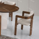 Fauteuil PIGRECO - Bois de noyer massif & assise Gris chiné
