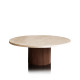 Table basse ZANOTTI - Plateau en travertin & base en bois de noyer