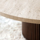Table basse ZANOTTI - Plateau en travertin & base en bois de noyer