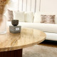 Table basse ZANOTTI - Plateau en travertin & base en bois de noyer