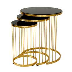 Trio de tables - SOLACE Gold - Verre trempé noir