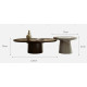 Duo de tables basses KINGSTON - Noyer & laque précieuse Moka