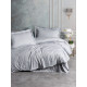 Parure de lit satin de coton STRIPY Gris chiné - 2 places - 240x260cm