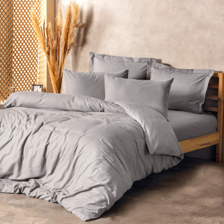 Parure de lit en Coton renforcé CUADRA Taupe - 2 places - 240 x 260cm