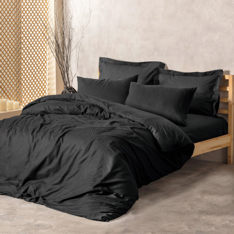 Parure de lit en Coton renforcé CUADRA Black - 2 places - 240 x 260cm