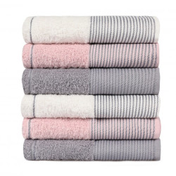 Set de 6 serviettes - Gray & Pink - 50x85cm