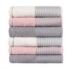 Set de 6 serviettes ePonj Home - Gray & Pink - 50x85cm