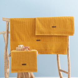 Set de bain WELLNESS - 3 serviettes - Cotton Box - Moutarde