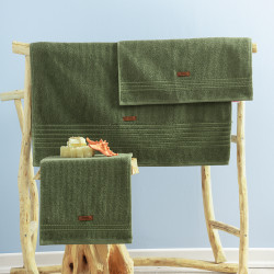 Set de bain WELLNESS - 3 serviettes - Cotton Box - Vert