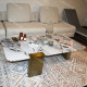 Table basse SALVADOR - Mabre blanc Calacatta & Laiton verni