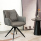 Fauteuil OLYA - Cuir gris Soft Touch & toile piquée grise