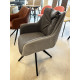 Fauteuil OLYA - Cuir gris Soft Touch & toile piquée grise