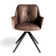 Fauteuil OLYA pivotant - Cuir chocolat Soft Touch & toile piquée brune