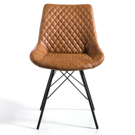 Fauteuil LEYNA - Cuir cognac