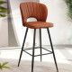 Tabouret MADIA - Cuir brun Soft Touch