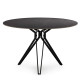 Table à manger KAZU - 120 cm - Pierre marbrée anthracite veinée