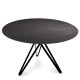 Table à manger KAZU - 120 cm - Pierre marbrée anthracite veinée