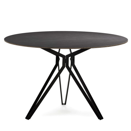 Table à manger KAZU - 120 cm - Pierre marbrée anthracite veinée