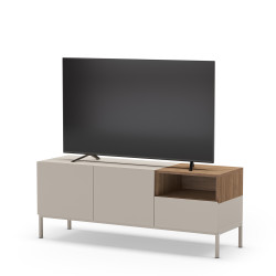 Meuble TV QUENOR - Crème & Chêne - 140 cm