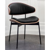 Fauteuil YOKO - Bois de noyer & cuir noir