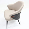 Fauteuil GINORI - Cuir taupe & Cuir sellier gris