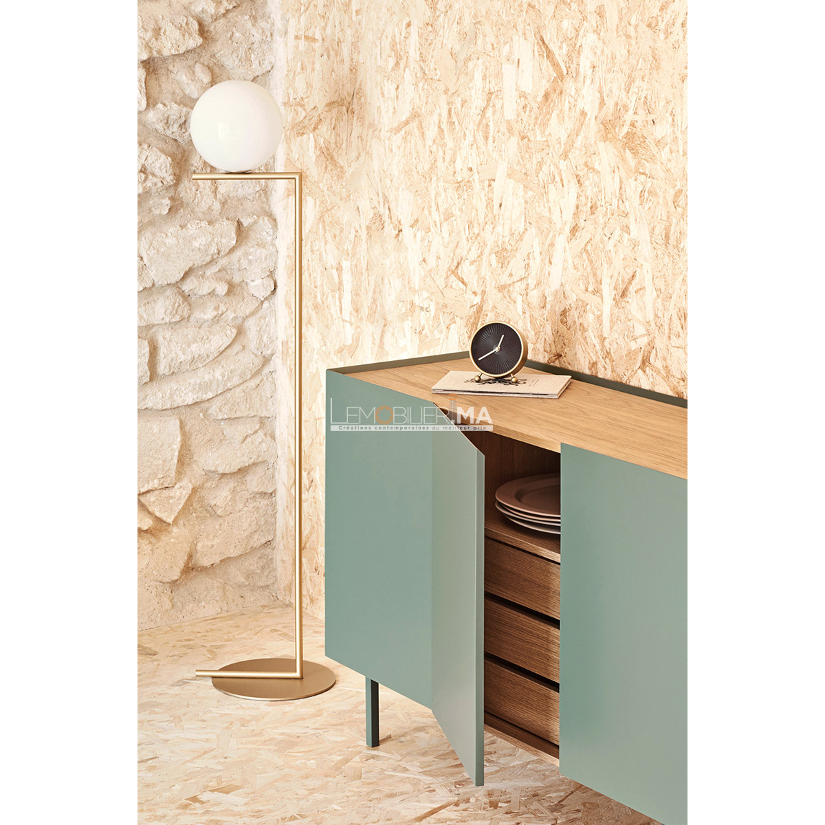 Buffet Bas Industriel Vert – Maison Du Monde – 4 Portes, 4 Tiroirs – 210x47x90 Cm
