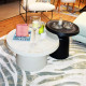 Duo de tables MINIMALO - Acier inoxydable émaillé - Crème & Anthracite