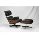 Lounge chair & Ottoman - Palissandre précieux & Cuir Noir
