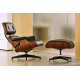 Lounge chair & Ottoman - Palissandre précieux & Cuir Noir