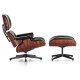 Lounge chair & Ottoman - Palissandre précieux & Cuir Noir