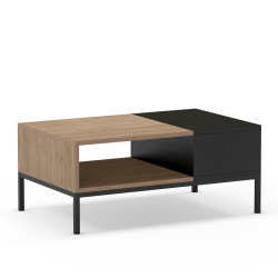Table basse QUENOR - Chêne miel & Céruse noire - 90 cm