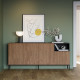 Buffet bas QUENOR - Chêne miel & Céruse noire - 180 cm
