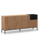 Buffet bas QUENOR - Chêne miel & Céruse noire - 180 cm