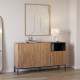 Buffet bas QUENOR - Chêne miel & Céruse noire - 140 cm