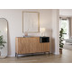 Buffet bas QUENOR - Chêne miel & Céruse noire - 140 cm